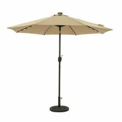 Island Umbrella 9' Mirage II Fiesta Market Patio Umbrella with Solar LED Tube Lights Champagne/taupe -Deals Patio Umbrellas Store unnamed file 1942