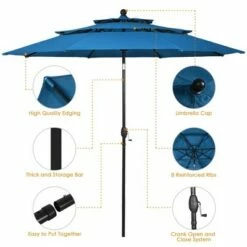 Costway 10ft 3 Tier Patio Market Umbrella Aluminum Sunshade Shelter Double Vented -Deals Patio Umbrellas Store unnamed file 1960