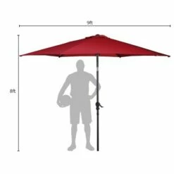 Costway 9FT Patio Umbrella Patio Market Steel Tilt W/ Crank Outdoor Yard Garden Burgundy -Deals Patio Umbrellas Store unnamed file 1969