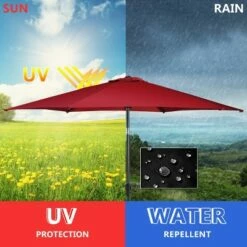 Costway 9FT Patio Umbrella Patio Market Steel Tilt W/ Crank Outdoor Yard Garden Burgundy -Deals Patio Umbrellas Store unnamed file 1970