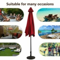 Costway 9FT Patio Umbrella Patio Market Steel Tilt W/ Crank Outdoor Yard Garden Burgundy -Deals Patio Umbrellas Store unnamed file 1972