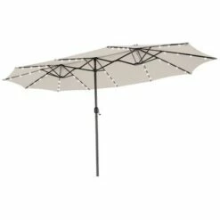 Costway 15FT Twin Patio Double-Sided Umbrella 48 Solar LED Lights Crank Outdoor WineBeigeCoffeeOrange -Deals Patio Umbrellas Store unnamed file 1998