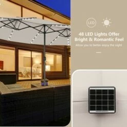 Costway 15FT Twin Patio Double-Sided Umbrella 48 Solar LED Lights Crank Outdoor WineBeigeCoffeeOrange -Deals Patio Umbrellas Store unnamed file 2001