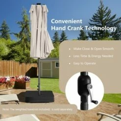 Costway 15FT Twin Patio Double-Sided Umbrella 48 Solar LED Lights Crank Outdoor WineBeigeCoffeeOrange -Deals Patio Umbrellas Store unnamed file 2002