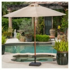 Bahulu 66lbs Square Resin and Iron Umbrella Base - Brown - Christopher Knight Home -Deals Patio Umbrellas Store unnamed file 201