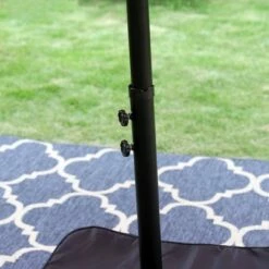 Captiva Designs Rectangular Outdoor Patio Market Umbrella with Extra Large Base and Sand Bags Navy