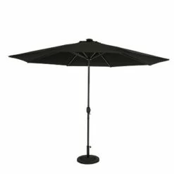 Island Umbrella 11' Calypso II Market Patio Umbrella with Solar LED Strip Lights Black