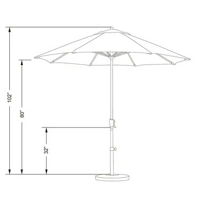 9' Aluminum Auto Tilt Crank Lift Patio Umbrella - California Umbrella Black 7 9' Aluminum Auto Tilt Crank Lift Patio Umbrella - California Umbrella Black - Image 5