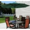 Sunnydaze Decor Sunnydaze Outdoor Aluminum Patio Table Umbrella with Polyester Canopy and Push Button Tilt and Crank - 9' - Green