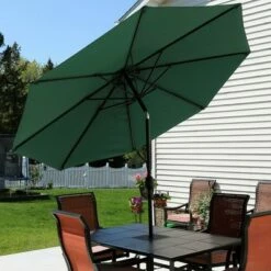 Sunnydaze Decor Sunnydaze Outdoor Aluminum Patio Table Umbrella with Polyester Canopy and Push Button Tilt and Crank - 9' - Green -Deals Patio Umbrellas Store unnamed file 2083