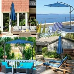 Costway 10' Hanging Umbrella Patio Sun Shade Offset Outdoor Market W/ Cross Base Blue -Deals Patio Umbrellas Store unnamed file 2089