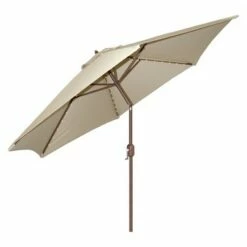 Tropishade 9' Aluminum LED Lighted Crank Lift Patio Umbrella - Galtech Navy