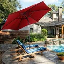 Costway 10FT Patio Umbrella 6 Ribs Market Steel Tilt W/ Crank Outdoor Garden Burgundy -Deals Patio Umbrellas Store unnamed file 2127