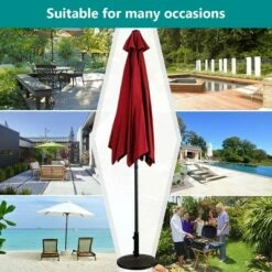 Costway 10FT Patio Umbrella 6 Ribs Market Steel Tilt W/ Crank Outdoor Garden Burgundy -Deals Patio Umbrellas Store unnamed file 2129