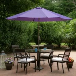 Northlight 9ft Outdoor Patio Market Umbrella with Hand Crank and Tilt - Purple