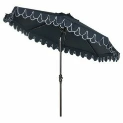 9' Elegant Valance Umbrella - Safavieh Navy / White