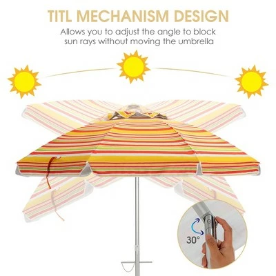Costway 6.5FT Patio Beach Umbrella Sun Shade Tilt Carry Bag 7 Costway 6.5FT Patio Beach Umbrella Sun Shade Tilt Carry Bag - Image 5