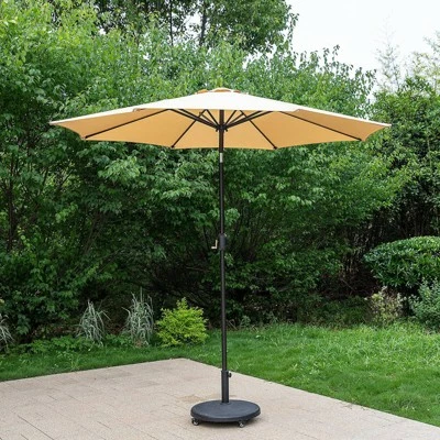 Captiva Designs 9' x 9' Outdoor Patio Market Umbrella with Push Button Tilt Crank Red 4 Captiva Designs 9' x 9' Outdoor Patio Market Umbrella with Push Button Tilt Crank Red - Image 2