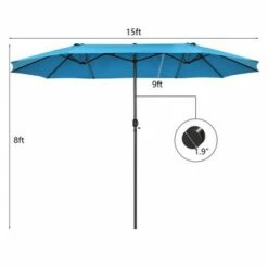 Costway 15FT Patio Double-Sided Umbrella Crank Outdoor Garden Market Sun Shade WineBlueCoffeeBeigeNavyOrangeTurquoise -Deals Patio Umbrellas Store unnamed file 2216