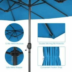 Costway 15FT Patio Double-Sided Umbrella Crank Outdoor Garden Market Sun Shade WineBlueCoffeeBeigeNavyOrangeTurquoise -Deals Patio Umbrellas Store unnamed file 2219