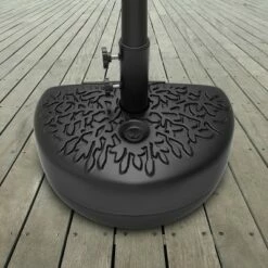 Nature Spring Half Moon Patio Umbrella Base, Fillable With 34 lbs. of Sand - Black