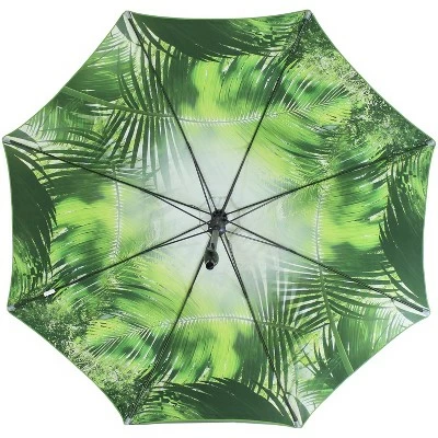 Sunnydaze Decor Sunnydaze Outdoor Aluminum Inside Out Patio Umbrella with Push Button Tilt and Crank - 8' - Green Tropical Leaf 4 Sunnydaze Decor Sunnydaze Outdoor Aluminum Inside Out Patio Umbrella with Push Button Tilt and Crank - 8' - Green Tropical Leaf - Image 2