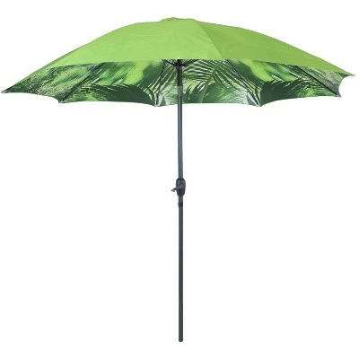Sunnydaze Decor Sunnydaze Outdoor Aluminum Inside Out Patio Umbrella with Push Button Tilt and Crank - 8' - Green Tropical Leaf 12 Sunnydaze Decor Sunnydaze Outdoor Aluminum Inside Out Patio Umbrella with Push Button Tilt and Crank - 8' - Green Tropical Leaf - Image 10