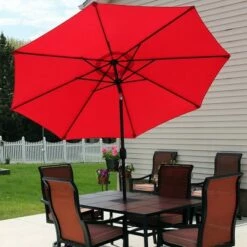 Sunnydaze Decor Sunnydaze Outdoor Aluminum Patio Table Umbrella with Polyester Canopy and Push Button Tilt and Crank - 9' - Red -Deals Patio Umbrellas Store unnamed file 2253