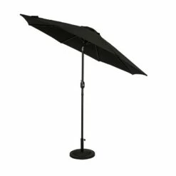 Island Umbrella 9' Mirage II Market Patio Umbrella with Auto-Tilt Black