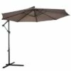 Costway 10' Hanging Umbrella Patio Sun Shade Offset Outdoor Market W/t Cross Base Tan