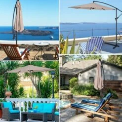 Costway 10' Hanging Umbrella Patio Sun Shade Offset Outdoor Market W/t Cross Base Beige -Deals Patio Umbrellas Store unnamed file 2287