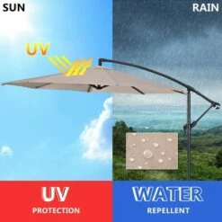 Costway 10' Hanging Umbrella Patio Sun Shade Offset Outdoor Market W/t Cross Base Beige -Deals Patio Umbrellas Store unnamed file 2288
