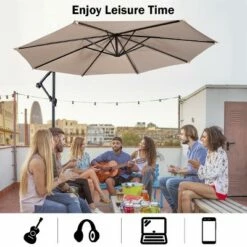 Costway 10' Hanging Umbrella Patio Sun Shade Offset Outdoor Market W/t Cross Base Beige -Deals Patio Umbrellas Store unnamed file 2290