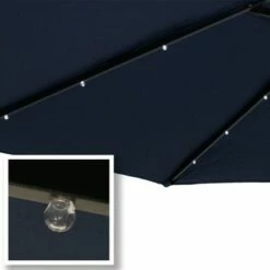 Sunnydaze Decor Sunnydaze Outdoor Aluminum Pool Patio Umbrella with Solar LED Lights, Tilt, and Crank - 9' - Navy Blue -Deals Patio Umbrellas Store unnamed file 2401