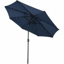 Sunnydaze Decor Sunnydaze Outdoor Aluminum Pool Patio Umbrella with Solar LED Lights, Tilt, and Crank - 9' - Navy Blue -Deals Patio Umbrellas Store unnamed file 2407