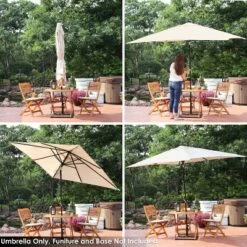 Sunnydaze Decor Sunnydaze Outdoor Rectangle Patio Market Umbrella with Solar LED Lights, Beige -Deals Patio Umbrellas Store unnamed file 2414