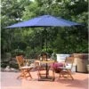 Sunnydaze Decor Sunnydaze Outdoor Rectangle Patio Market Umbrella with Solar LED Lights, Navy Blue
