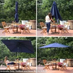 Sunnydaze Decor Sunnydaze Outdoor Rectangle Patio Market Umbrella with Solar LED Lights, Navy Blue -Deals Patio Umbrellas Store unnamed file 2423