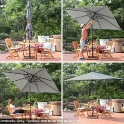 Sunnydaze Decor Sunnydaze Outdoor Rectangle Patio Market Umbrella with Solar LED Lights, Gray -Deals Patio Umbrellas Store unnamed file 2432