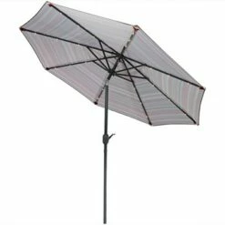 Sunnydaze Decor Sunnydaze Outdoor Aluminum Patio Umbrella with Solar LED Lights, Tilt, and Crank - 9' - Awning Stripe -Deals Patio Umbrellas Store unnamed file 2468