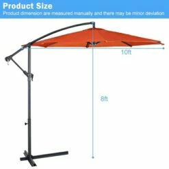 Costway 10 Ft Hanging Umbrella Patio Sun Shade Offset Outdoor Market Cross Base Orange -Deals Patio Umbrellas Store unnamed file 2472