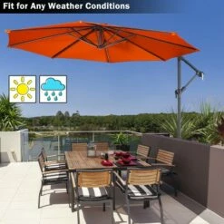 Costway 10 Ft Hanging Umbrella Patio Sun Shade Offset Outdoor Market Cross Base Orange -Deals Patio Umbrellas Store unnamed file 2474