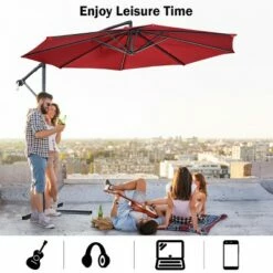 Costway 10' Hanging Umbrella Patio Sun Shade Offset Outdoor Market W/t Cross Base Burgundy -Deals Patio Umbrellas Store unnamed file 2483