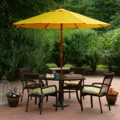 Northlight 9ft Outdoor Patio Market Umbrella with Wooden Pole, Yellow