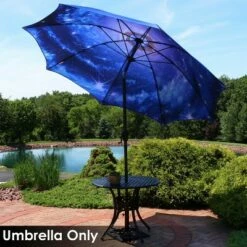 Sunnydaze Decor Sunnydaze Outdoor Aluminum Inside Out Patio Umbrella with Push Button Tilt and Crank - 8' - Blue Starry Galaxy -Deals Patio Umbrellas Store unnamed file 2513