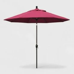 9' Pacific Trail Patio Umbrella Push Button Tilt Crank Lift Sunbrella - California Umbrella Hot Pink