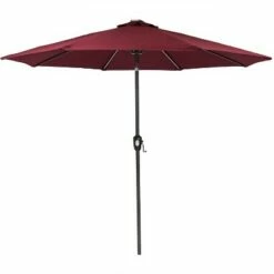 Sunnydaze Decor Sunnydaze Outdoor Aluminum Pool Patio Table Umbrella with Spun-Polyester Shade, Solar LED Lights and Tilt - 9' - Burgundy -Deals Patio Umbrellas Store unnamed file 2633