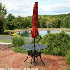 Sunnydaze Decor Sunnydaze Outdoor Pool Patio Table Umbrella with Spun-Polyester Canopy, Solar LED Lights, and Tilt - 9' - Rust Orange -Deals Patio Umbrellas Store unnamed file 2639