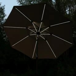 Sunnydaze Decor Sunnydaze Outdoor Solution-Dyed Sunbrella Patio Umbrella with Solar Light Bars and Tilt - 9' - Beige