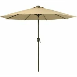Sunnydaze Decor Sunnydaze Outdoor Solution-Dyed Sunbrella Patio Umbrella with Solar Light Bars and Tilt - 9' - Beige -Deals Patio Umbrellas Store unnamed file 2647